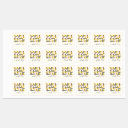 Personalisierte gelbe und graue Geometrie Etiketten (Blatt)