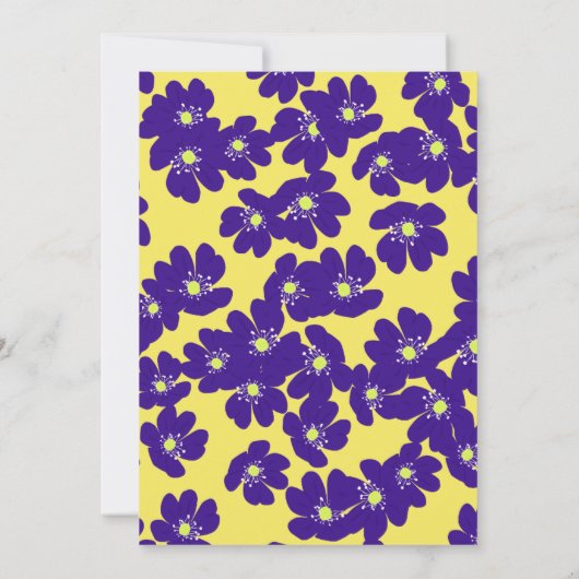 Personalisierte gelbe und lila Blume Einladung (Rückseite)