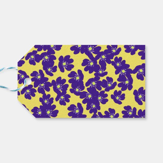 Personalisierte gelbe und lila Blume Geschenkanhänger (Rückseite Horizontal)