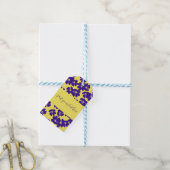 Personalisierte gelbe und lila Blume Geschenkanhänger (Mit Garn)