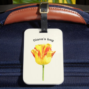 Personalisierte gelbe und rote Tulpe  Gepäckanhänger