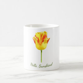 Personalisierte gelbe und rote Tulpe Kaffeetasse