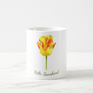 Personalisierte gelbe und rote Tulpe Kaffeetasse