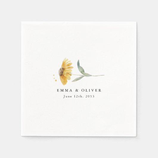 Personalisierte gelbe Wildblumen-Sonnenblumen-Hoch Serviette (Vorderseite)