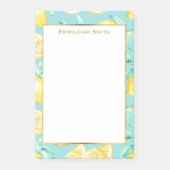 Personalisierte Gelbe Zitronen auf hellblauen Post-it Klebezettel (Vorderseite)