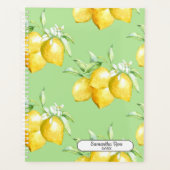 Personalisierte Gelbe Zitronen auf hellgrün Planer (Vorderseite)