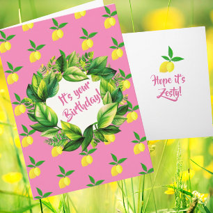 Personalisierte gelbe Zitronen Hot Pink Karte