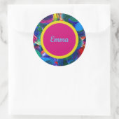 Personalisierte gemalte Namensaufkleber mit Runder Aufkleber (Tasche)