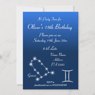 Personalisierte Gemini-Sternzeichen-Galaxie-Party- Einladung