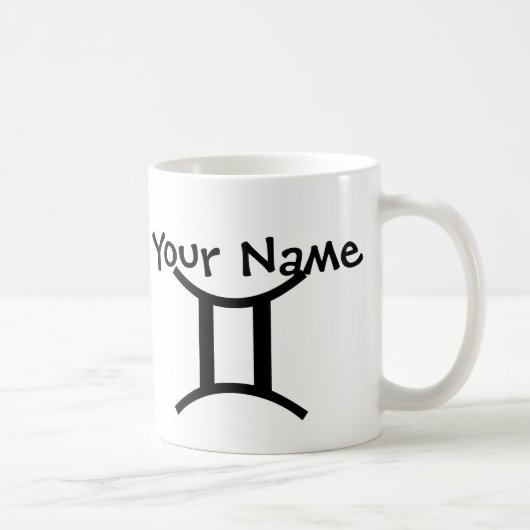Personalisierte Gemini-Tasse - Schwarz-Weiß-Zodiak Kaffeetasse (Rechts)