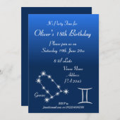 Personalisierte Gemini Zodiac Galaxie Party Einlad Einladung (Vorne/Hinten)