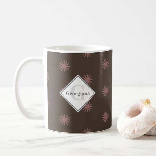 Personalisierte geometrische, neutrale, braune Son Kaffeetasse (Mit Donut)