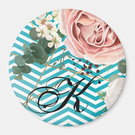 Personalisierte geometrische Rose Magnet Zickzack (Vorne)