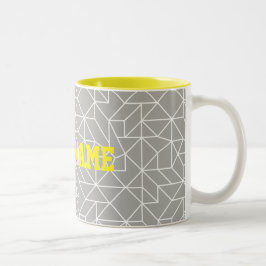 Personalisierte geometrische Tasse Grau und Gelb
