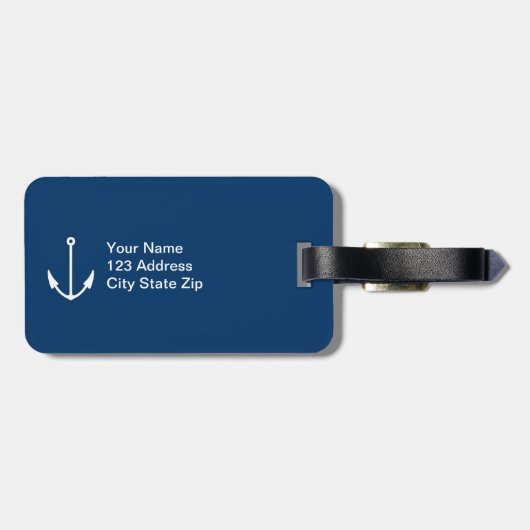 Personalisierte Gepäckanhänger mit nautischem Anke (Rückseite horizontal)