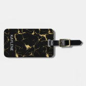 Personalisierte Gepäckmarke aus schwarzem und gold Gepäckanhänger (Vorderseite horizontal)