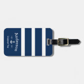 Personalisierte Gepäckmarke - Blau und Weiß Gepäckanhänger (Vorderseite horizontal)