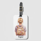 Personalisierte Gepäckmarke - Blonde Frau Gepäckanhänger (Vorderseite Vertikal)