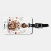 Personalisierte Gepäckmarke - Brünette Frau