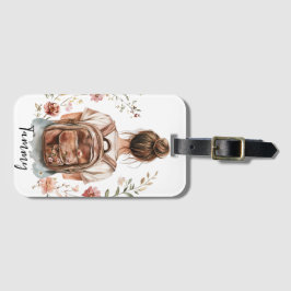 Personalisierte Gepäckmarke - Brünette Frau Gepäckanhänger