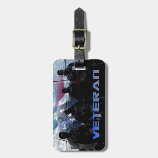 Personalisierte Gepäckmarke für Veteranen und amer Gepäckanhänger (Vorderseite vertikal)