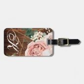 Personalisierte Gepäckmarke Geometric Garden Rose Gepäckanhänger (Vorderseite horizontal)