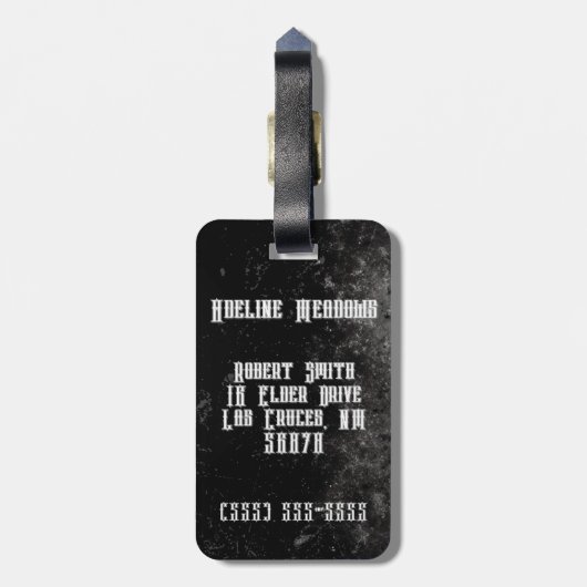 Personalisierte Gepäckmarke Haunting Zade Mea Gepäckanhänger (Rückseite vertikal)