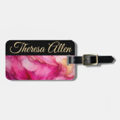 Personalisierte Gepäckmarke in schwarz und rosa Gepäckanhänger (Vorderseite horizontal)