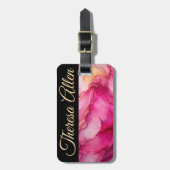 Personalisierte Gepäckmarke in schwarz und rosa Gepäckanhänger (Vorderseite vertikal)