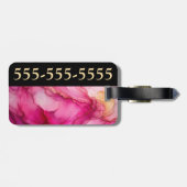 Personalisierte Gepäckmarke in schwarz und rosa Gepäckanhänger (Rückseite horizontal)