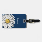 Personalisierte Gepäckmarke Navy & Pink Daisy Gepäckanhänger (Vorderseite horizontal)