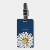 Personalisierte Gepäckmarke Navy & Pink Daisy Gepäckanhänger (Vorderseite vertikal)