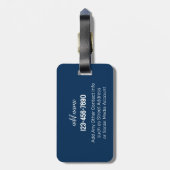 Personalisierte Gepäckmarke Navy & Pink Daisy Gepäckanhänger (Rückseite vertikal)