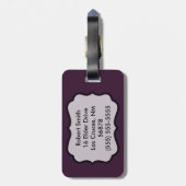 Personalisierte Gepäckmarke Plum Lila Rose Gold Ge Gepäckanhänger (Rückseite vertikal)