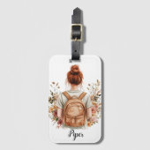Personalisierte Gepäckmarke-Rothaarfrau Gepäckanhänger (Vorderseite Vertikal)