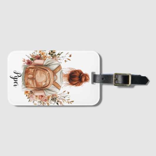 Personalisierte Gepäckmarke-Rothaarfrau Gepäckanhänger (Vorderseite (Horizontal))