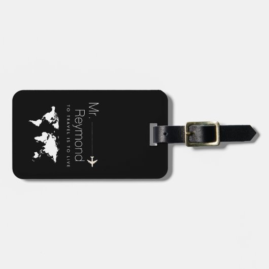 personalisierte Gepäckmarke schwarz Gepäckanhänger (Vorderseite horizontal)