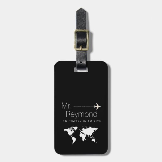 personalisierte Gepäckmarke schwarz Gepäckanhänger (Vorderseite vertikal)