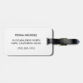 Personalisierte Gepäckmarke Schwarz/Weiß Gepäckanhänger (Rückseite horizontal)
