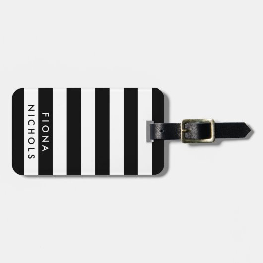 Personalisierte Gepäckmarke Schwarz/Weiß Gepäckanhänger (Vorderseite horizontal)
