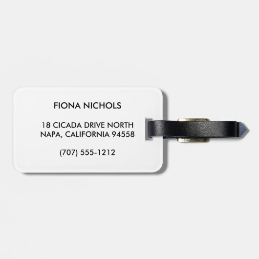 Personalisierte Gepäckmarke Schwarz/Weiß Gepäckanhänger (Rückseite horizontal)