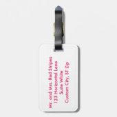 Personalisierte Gepäckmarken in Rot und Weiß Gepäckanhänger (Rückseite vertikal)