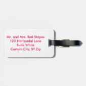 Personalisierte Gepäckmarken in Rot und Weiß Gepäckanhänger (Rückseite horizontal)