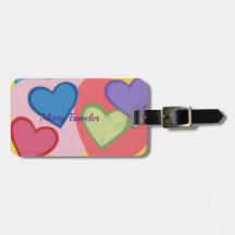 Personalisierte Gepäckmarken mit bunten, ebenen He