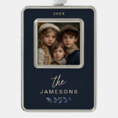 Personalisierte Gerahmte Weihnachtsschmuck Rahmen-Ornament Silber (Vorderseite)