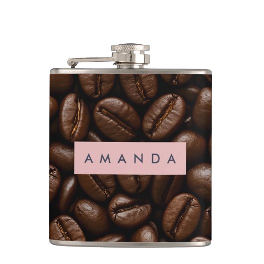 Personalisierte geröstete Kaffeebohnen Flachmann (Vorderseite)