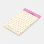 Personalisierte Geschäftsfelder Pink Stripe Lehrer Post-it Klebezettel (angewinkelt)