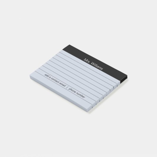 Personalisierte Geschäftsfelder Schwarzer Stripe L Post-it Klebezettel (angewinkelt)