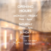 Personalisierte Geschäftszeiten Fensterheber mit L Fensteraufkleber (Blatt 2)