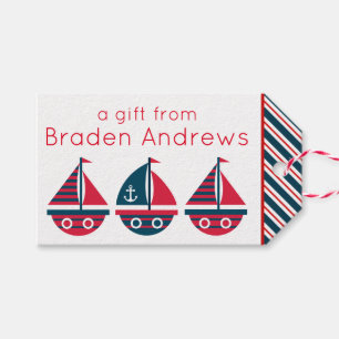 Personalisierte Geschenk-Tags für Stripte Segelbo Geschenkanhänger